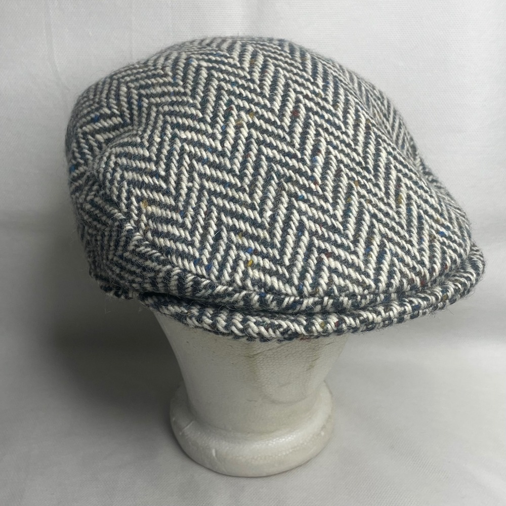 Vintage Hanna Hats Pure New Wool Newsboy Hat Size Large Donegal Town Ireland Cap